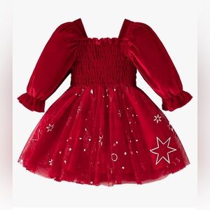 Into castle  Baby Girls Christmas Party Dress Fall Winter Long Sleeve Smocked